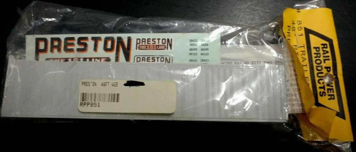 Rail Power 851 HO Preston Decals 48' Ribbed Wedge Trailer Kit