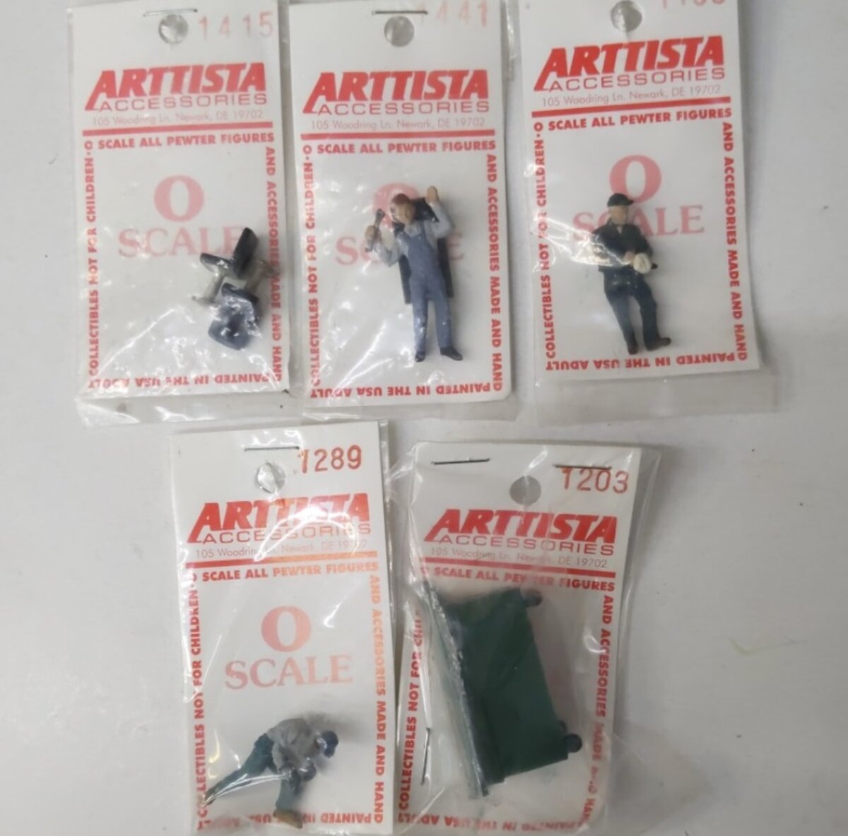 Arttista L-5 Lot of 5 O Mechanics Machine Shop Workers, Work Bench Etc
