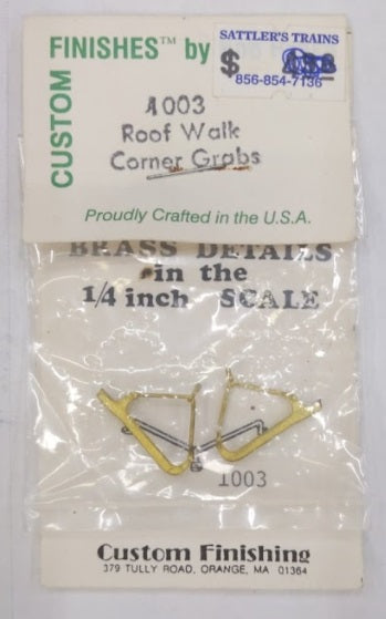 Custom Finishing 1003 O Scale Brass Roof Walk Corner Grabs