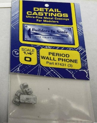 Builders-in-Scale 7431 O Period Wall Phone 1/4" Detail Parts (Pack of 3)