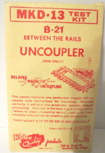 Kadee MKD-13 (B-21) HO Test Kit Between The Rails Uncoupler