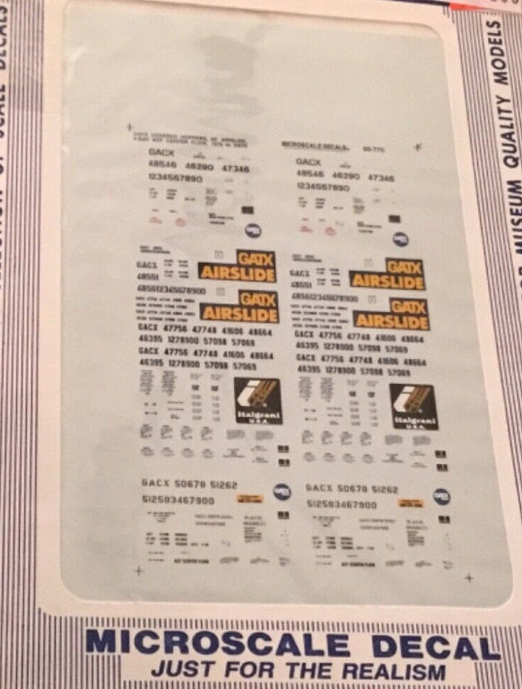 Microscale 60-770 N GATX Covered Hoppers 50' Airslides 4 Bay ACF 1970+ Decal