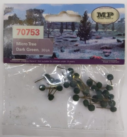 MP Scenery Products 70753 Micro Tree Dark Green (Pack of 30)