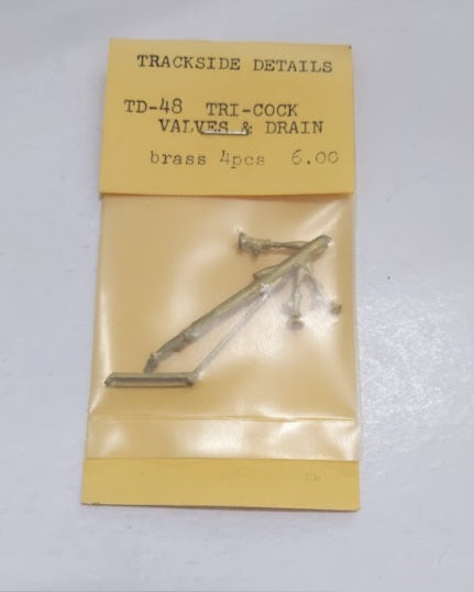 Trackside Details TD-48 G Scale Tri-Cock Valves & Drain Brass (Set of 4)
