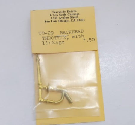 Trackside Details TD-29 G Scale Backhead Throttle w/ Linkage Brass
