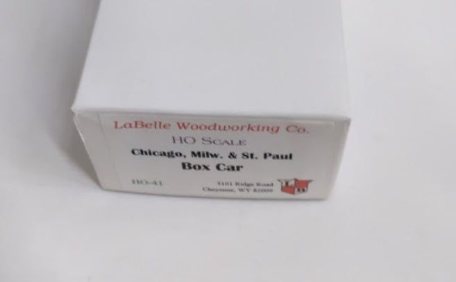 LaBelle Woodworking Co. HO-41 HO Chicago, Milw, St. Paul Boxcar Kit