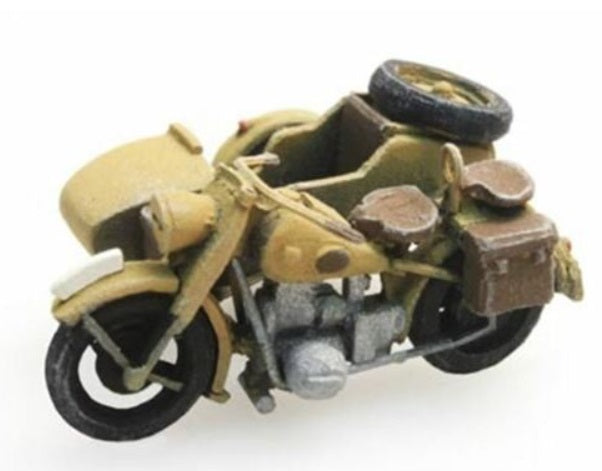 Artitec Models 387.44 HO Yellow WWII BMW R 75 Motorcycle W/Side Car