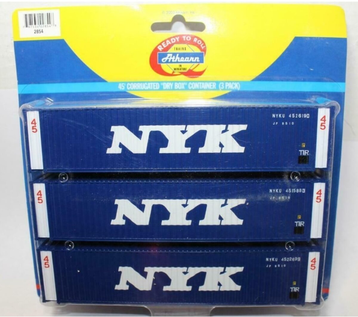Athearn 2854 HO NYK 45'' Corrugated Dry Box Container Ready To Roll (Pack of 3)