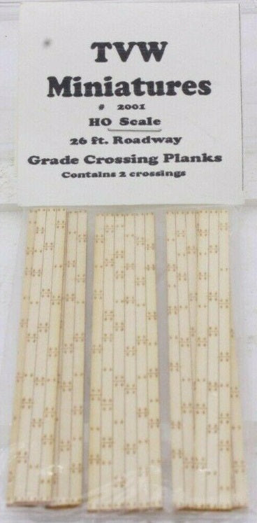 TVW Miniatures 2001 HO Scale Grade Crossing Planks 26' Laser Cut