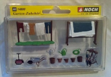 Noch 14800 HO Garden Accessories w/Hanging Laundry