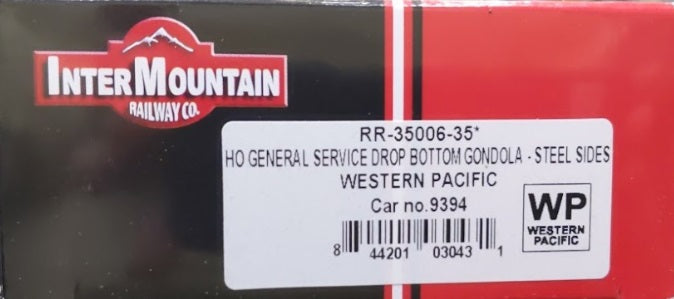 InterMountain RR-35006-35 HO Western Pacific General Service Bottom Gondola#9394