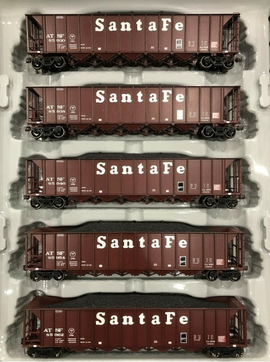Athearn 94615 HO Santa Fe Ortner 5-Bay Rapid Discharge Hopper (Set of 5)