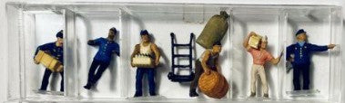 Preiser 16 HO Railroad and Dock Worker Figures w/Dolly and Inventory