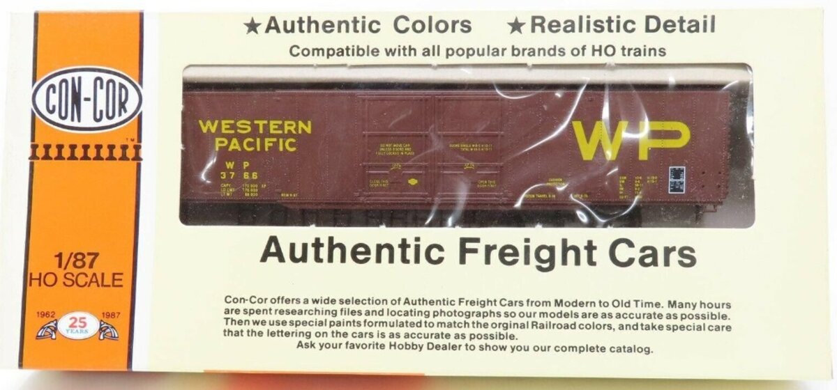 Con-Cor 0001-009611 HO Western Pacific 60 Ft Greenvillle Boxcar # 3766 Kit