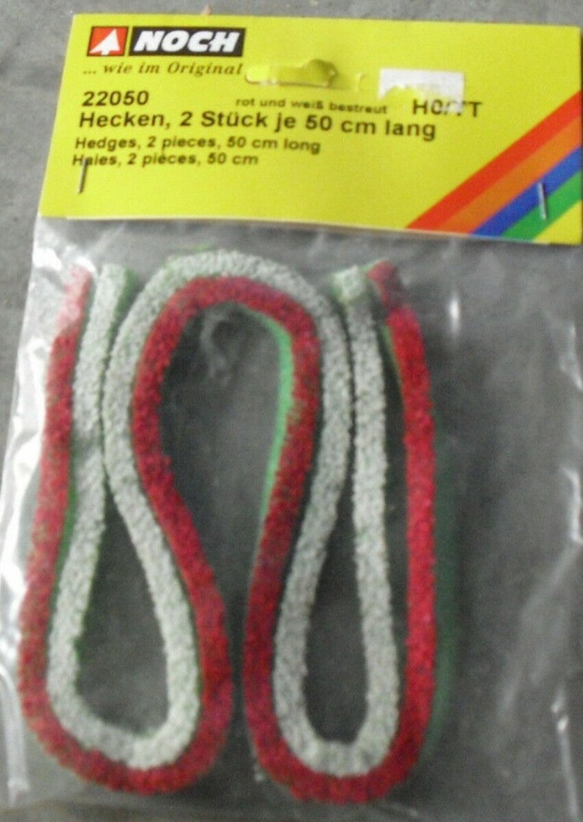 Noch 22050 HO And TT White & Red Hedges 50 cm. (Bag of 2)
