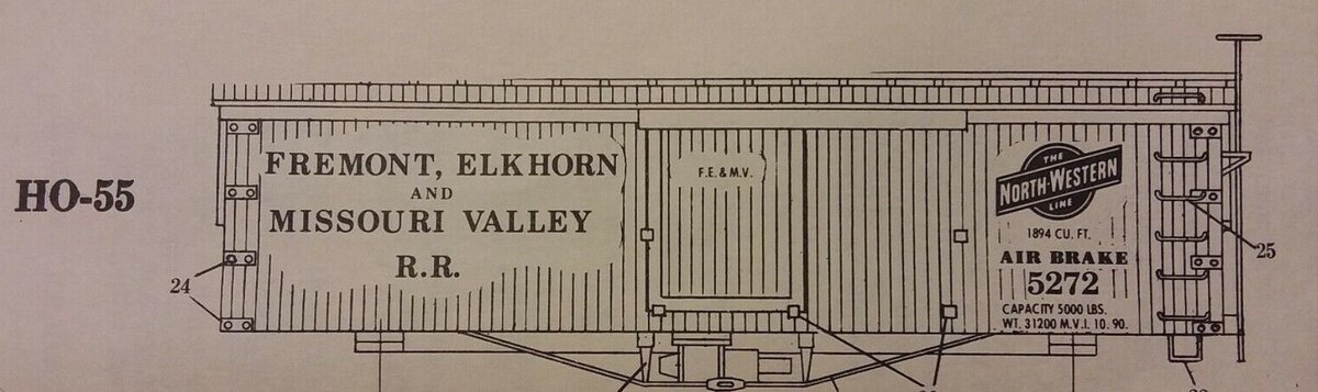 LaBelle Woodworking Co. HO-55 HO Fremont Elkhorn & Mo Valley Box Car Kit