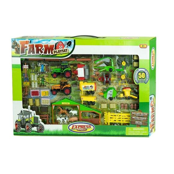 Suntoys 35020 HO Diecast Metal and Plastic 50 Piece Farm Set