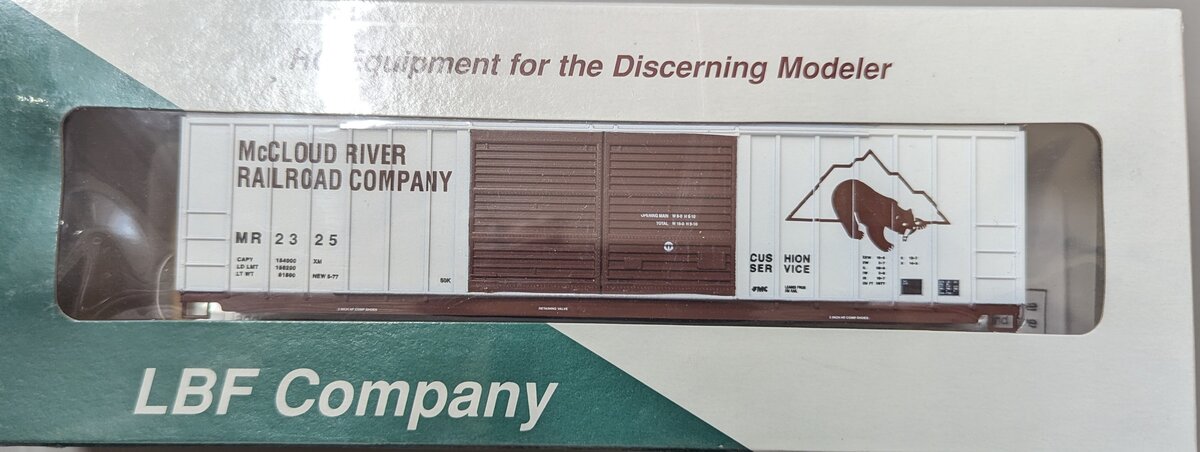 LBF 2325 HO McCloud river Railroad Company 52' ACF Box Car