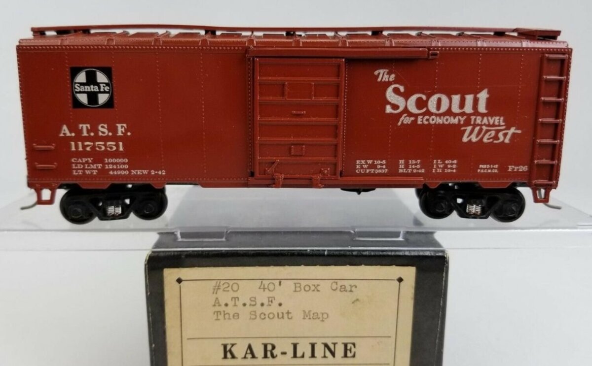 Kar-Line 20 HO ATSF The Scout Map 40' Box Car # 117551 Kit