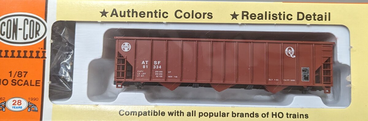 Con-Cor 001-09332-6 HO 12 Panel 100 Ton Coal Hopper Santa Fe "Q" #81334