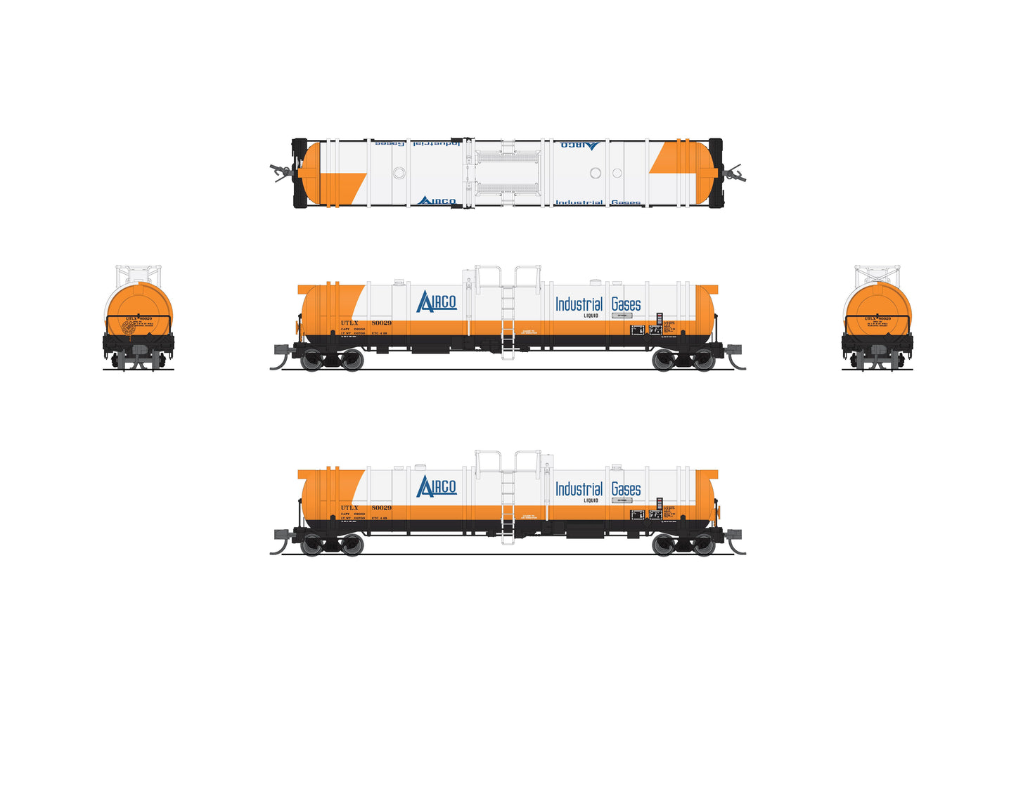 Broadway Limited 8140 N Airco Cryogenic Tank Car #80029, #80032 (Set of 2)
