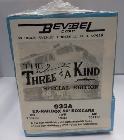 Athearn 933A HO Ex-Railbox 50' Boxcars BN 250289/RFP 19631/MP 357156 (Set of 3)