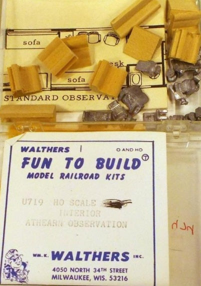 Walthers U719 O And HO Interior Details For Athearn Observation Car
