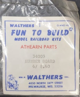 Walthers 34003 O And HO Number Boards (Pack of 6)