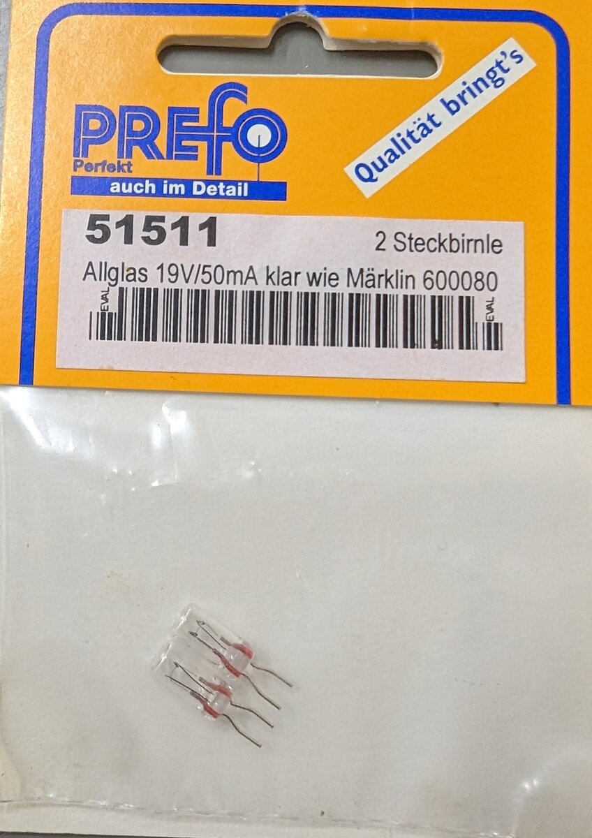 Prefo 51511 Marklin 600080 19v/50mA Replacement Bulbs (Set of 2)