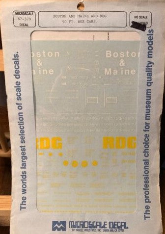Microscale 87-379 HO Boston and Maine and RDG 50'' Box Cars Decal Sheet