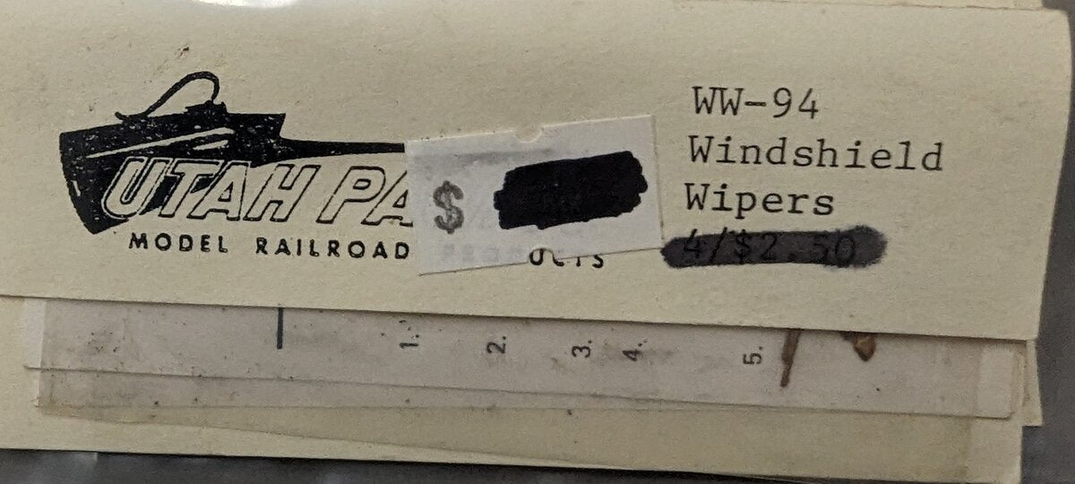 Tomar Industries WW-94 Utah Pacific Model Railroad HO Windshield Wipers