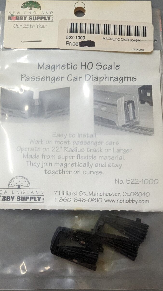 New England Hobby Supply 522-1000 HO Magnetic Passenger Car Diaphragms