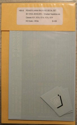 Middle Division HBX-2 HO Pennsylvania Railroad Decal Set White Lettering