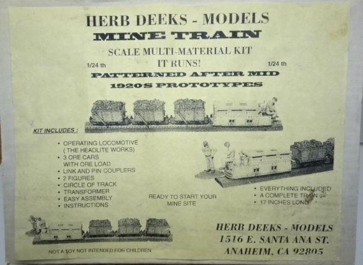 Herb Deeks-Models G Scale Mine Train W/Operating Loco Resin Kit