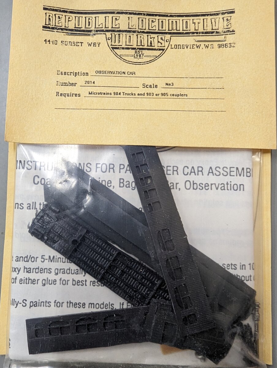 Republic Locomotive Works 2014 N Observation Car Model Kit