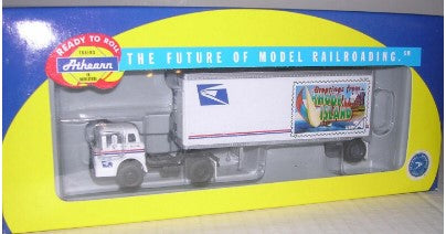 Athearn 93439 HO USPS Tractor & 28' Pup Trailer-Rhode Island