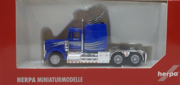 Herpa 25280 HO Blue W/Silver Decoration Peterbilt Chrome Chassis W/Toolbox