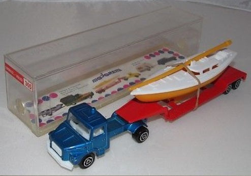 Majorette 365 HO Blue Truck W/Trailers Semi Boat Carriers & Sailboat