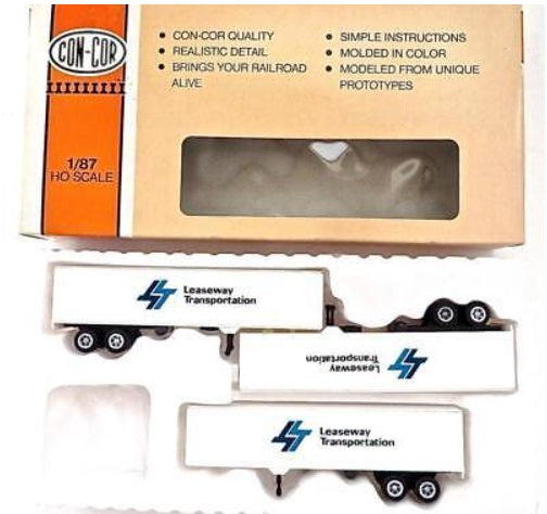Con-Cor 0004-0081103 HO Leaseway Transportation 40' Piggyback Trailers (Box of 3
