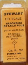 Stewart Hobbies 858 HO Trackside Details Plus RR Speed Restriction Signs