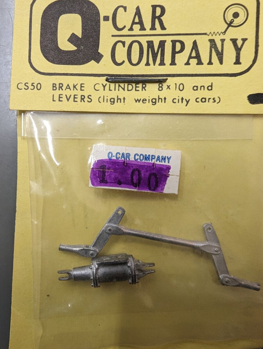 Q-Car Company C550 HO Brake Cylinder 8 x 10 and Levers (Light Weight City Cars)