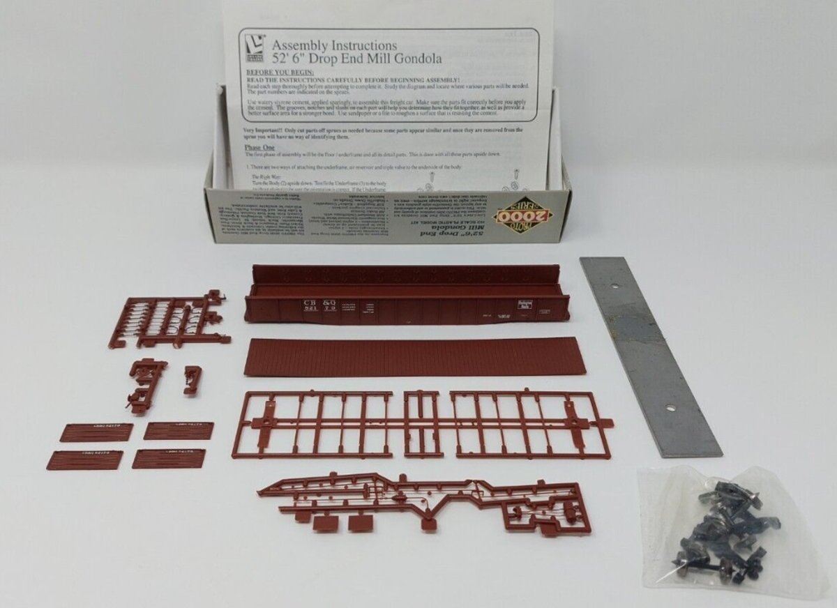 Proto 2000 21034 HO CB & Q 52' 6" Drop End Mill Gondola # 82179 Kit