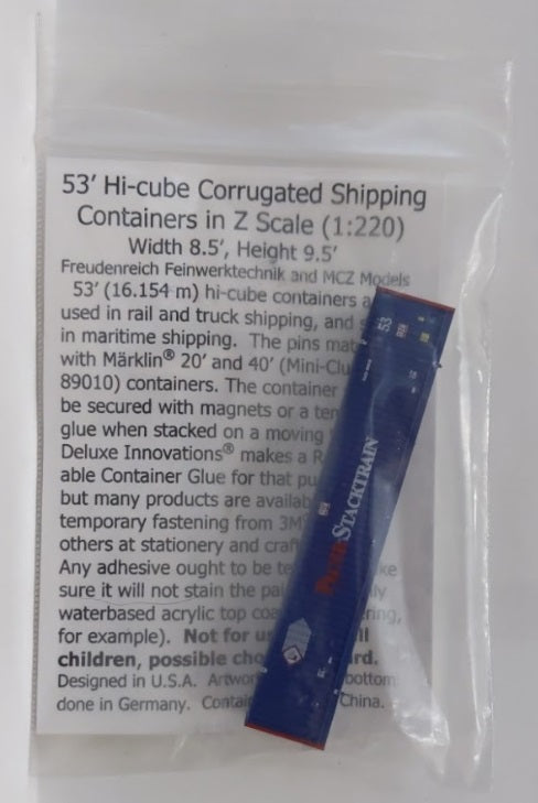 MCZ Models Z Scale Pacer Stacktrain 53' High Cube Corrugated Shipping Container