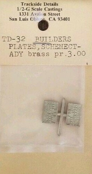Trackside Details TD-32 G Builders Plates Schenectady Brass (Pack of 2)