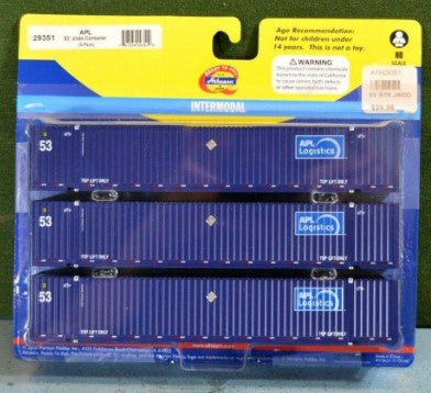 Athearn 29351 HO APL Logistics 53'''' Jindo Container (Pack of 3)