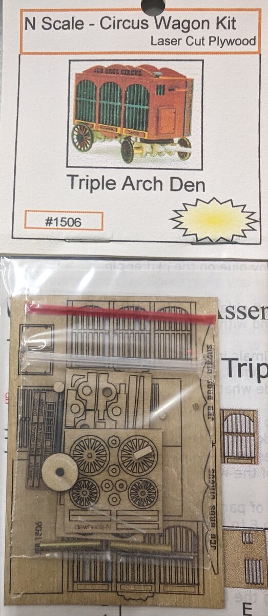 Dietrich Enterprises 1506 N Scale Triple Arch Den Circus Wagon Kit