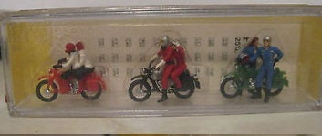 Preiser 79 HO Motorcycle Rider Figures (Pack of 3)