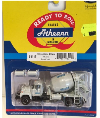 Athearn 93117 HO 1:87 Ready to Roll National Lime & Stone Mack R Cement Truck