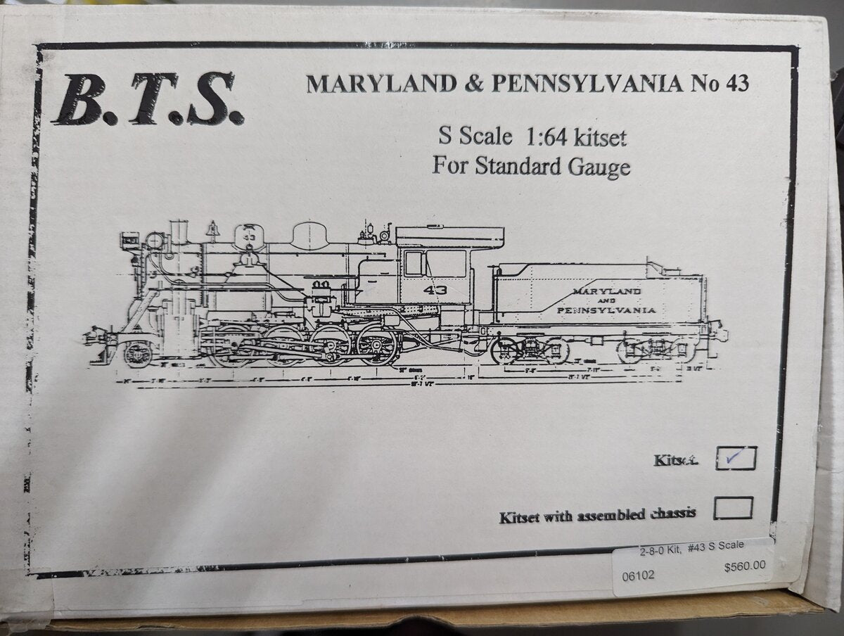 B.T.S. 06102 S Scale Maryland & Pennsylvania No.43 Model Kit