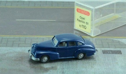 Wiking 10110 HO Scale Blue Opel Kapitan 51